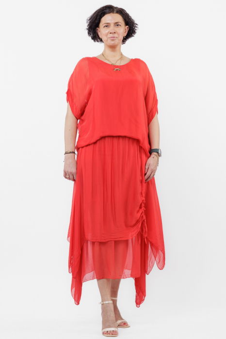 Bluza rosie din matase si vascoza [4]