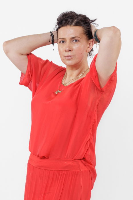 Bluza rosie din matase si vascoza [3]