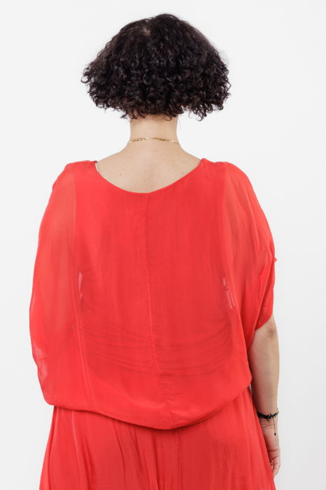 Bluza rosie din matase si vascoza [2]