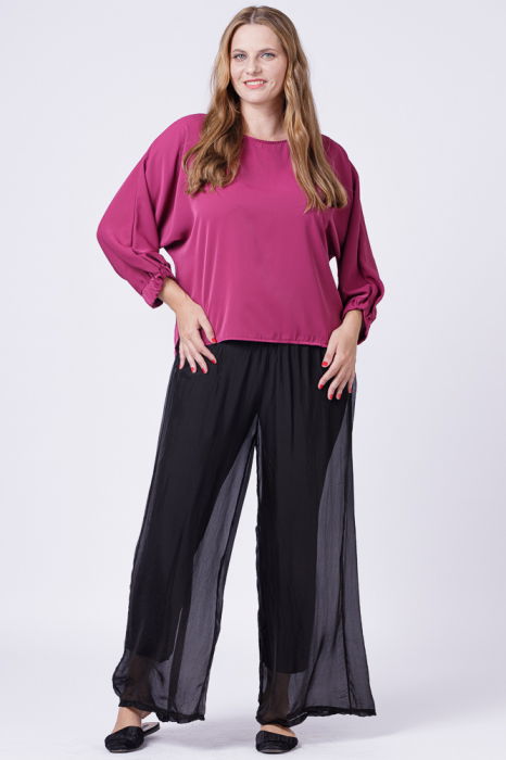 Bluza mov zmeura, larga, cu nasturei pe spate si maneci fluture [5]