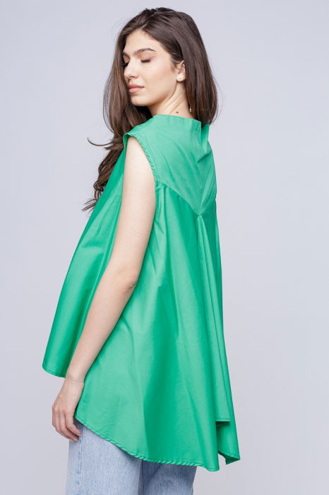 Bluza ampla verde din poplin de bumbac [3]