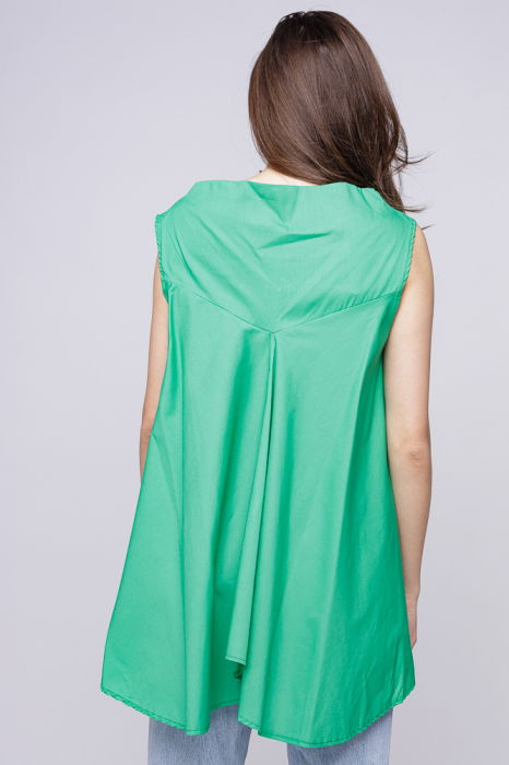 Bluza ampla verde din poplin de bumbac [4]