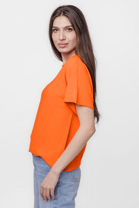 Bluza versatila cu maneca scurta, portocalie [2]