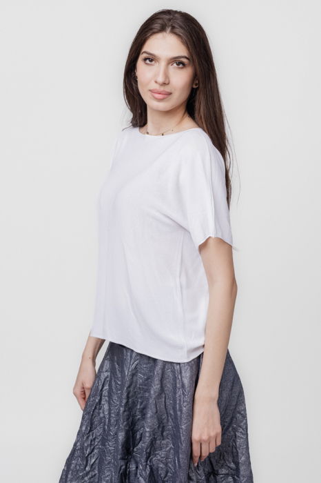 Bluza versatila cu maneca scurta, alba [3]