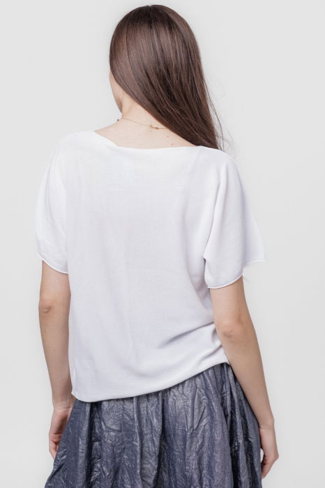 Bluza versatila cu maneca scurta, alba [4]