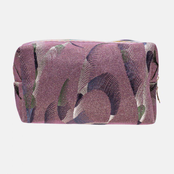 Set doua portfarduri, material textil roz/auriu cu model si material plastic transparent [3]