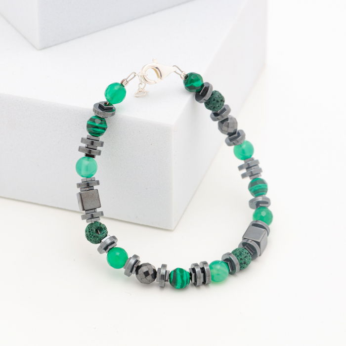 Bratara argint cu malachit, lava, aventurin si hematit [2]