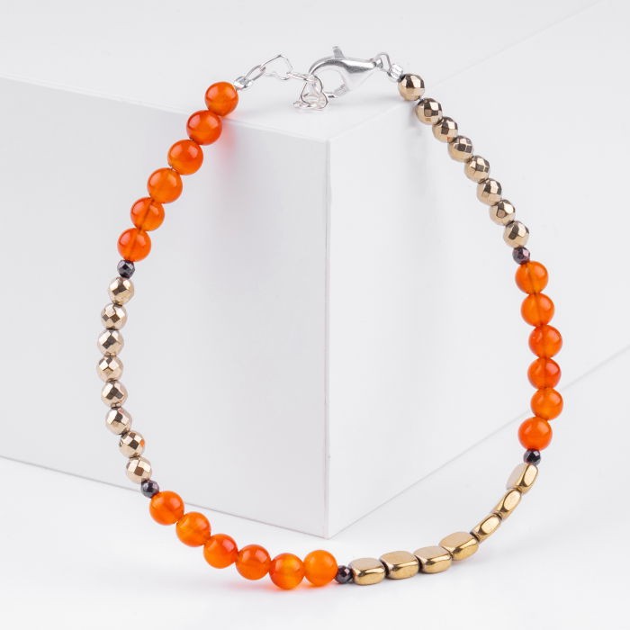 Bratara argint cu carneol si hematit auriu [2]