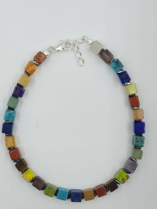Bratara argint cu cuburi din pietre semipretioase multicolore [2]