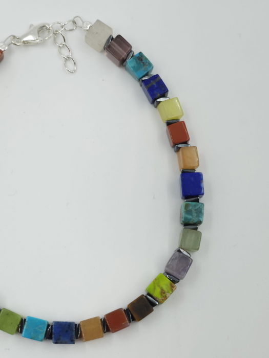 Bratara argint cu cuburi din pietre semipretioase multicolore [6]