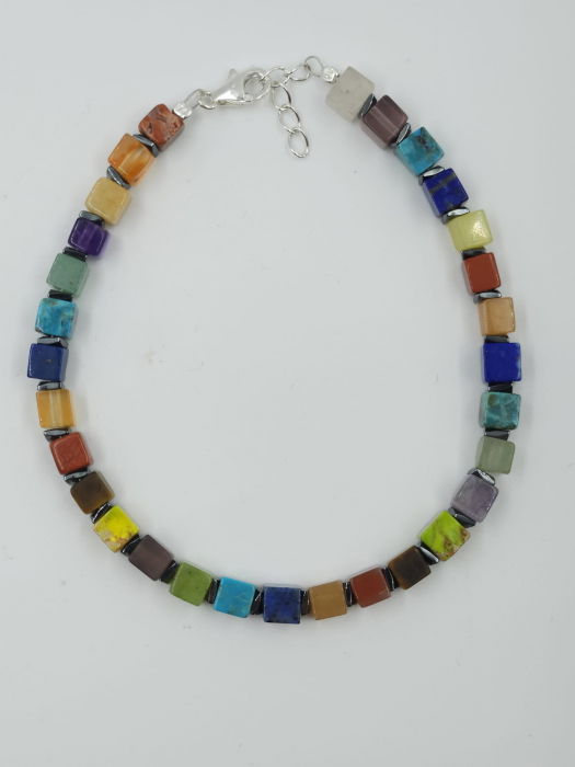Bratara argint cu cuburi din pietre semipretioase multicolore [3]