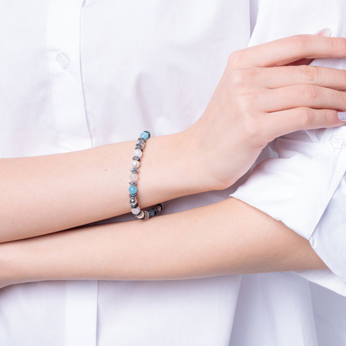 Bratara argint cu jad vopsit, perle, cuart de stanca si hematit [3]