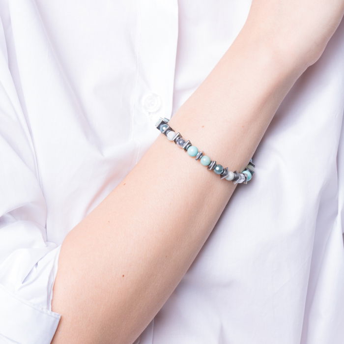 Bratara argint cu jasp kiwi, perle, amazonit si hematit [3]