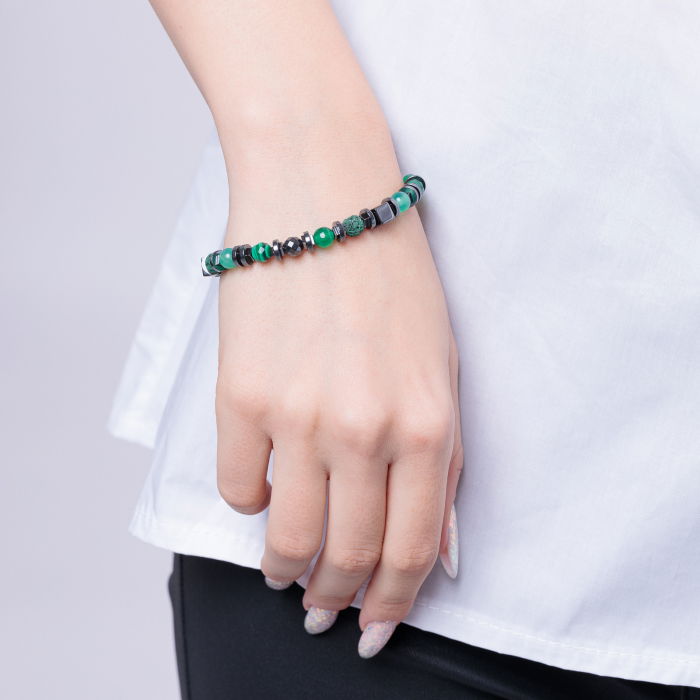 Bratara argint cu malachit, lava, aventurin si hematit [3]