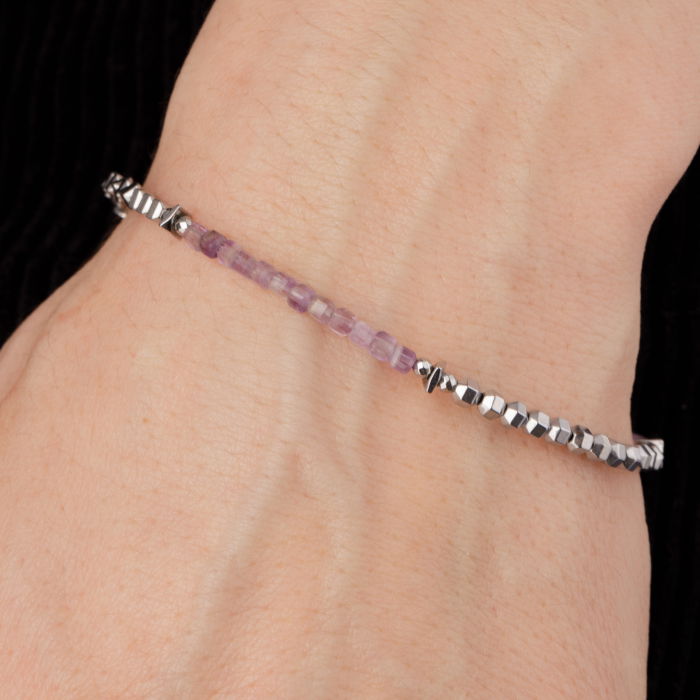 Bratara argint cuburi de 3 mm de ametist si hematit [2]