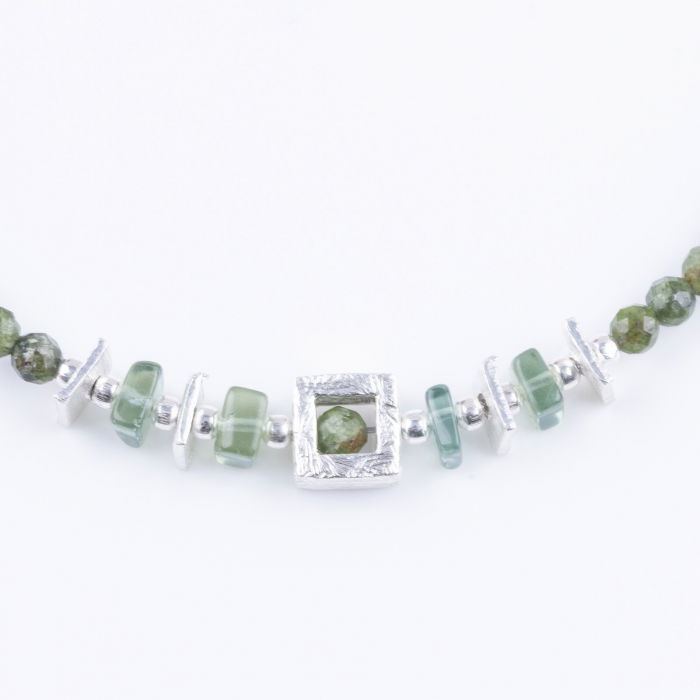 Bratara argint din ametist de 2 mm, cu element cubic din argint 925 [2]