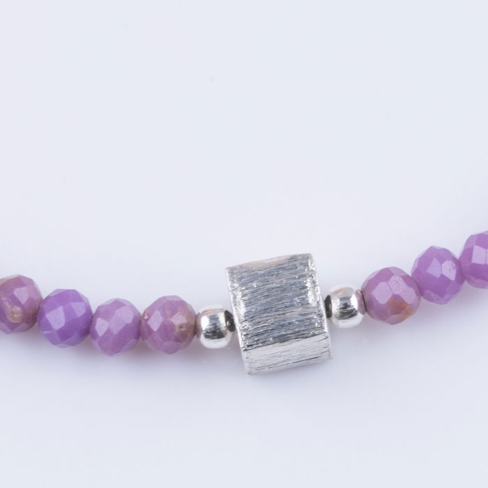Bratara argint din pietre naturale de fosfosiderit de 2 mm, cu element cubic din argint 925 [2]