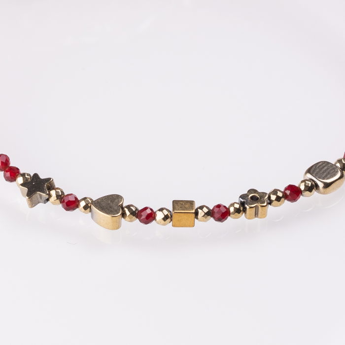 Bratara argint subtire grena-auriu din cubic zirconia si hematit [2]