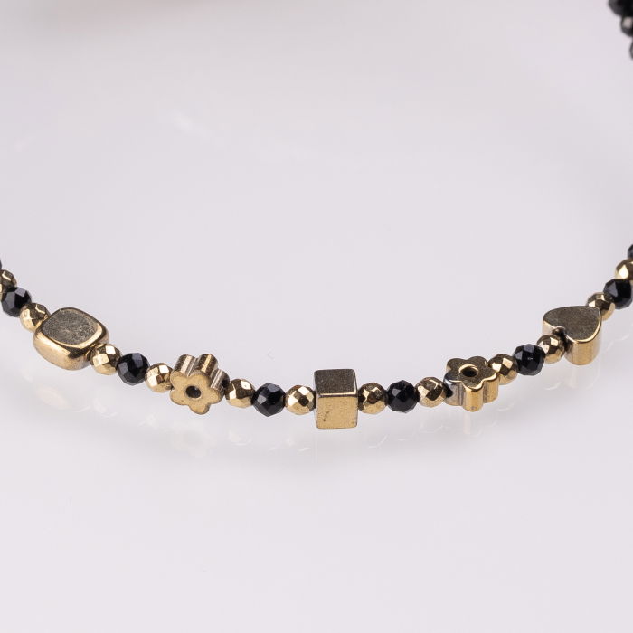 Bratara argint subtire negru-auriu din cubic zirconia si hematit [2]