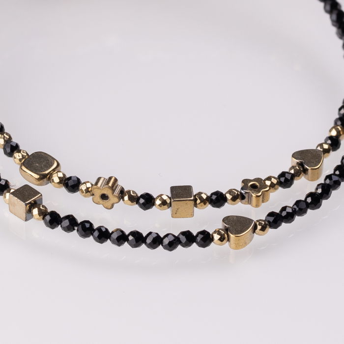 Bratara argint subtire negru-auriu din cubic zirconia si hematit [3]