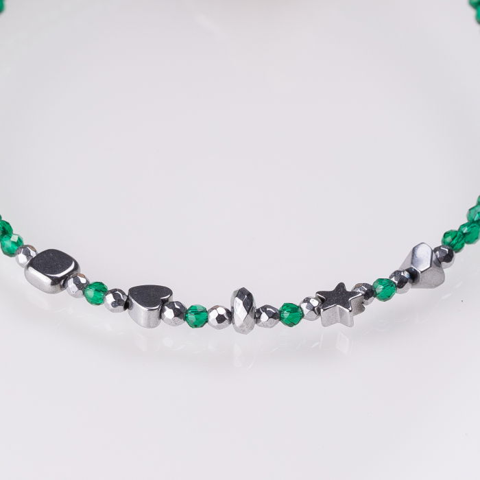 Bratara argint subtire verde-auriu din cubic zirconia si hematit [2]