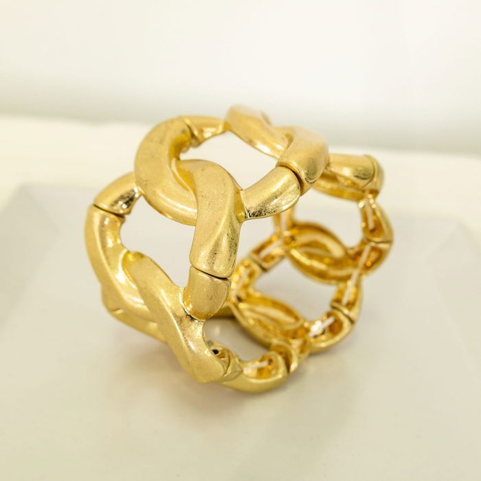 Bratara cu 7 elemente in forma de zale metalice aurii patinate [5]