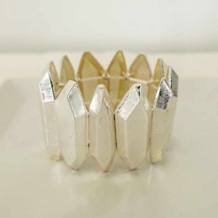 Bratara cu 12 elemente geometrice metalice argintii patinate [3]