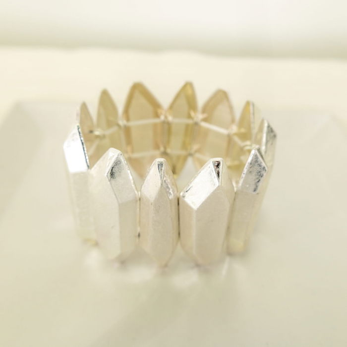 Bratara cu 12 elemente geometrice metalice argintii patinate [7]