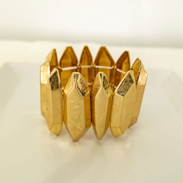 Bratara cu 12 elemente geometrice metalice aurii patinate [3]