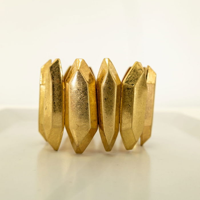 Bratara cu 12 elemente geometrice metalice aurii patinate [5]