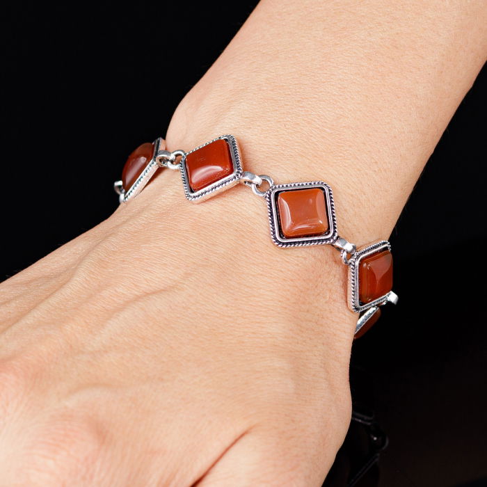 Bratara cu elemente rombice din piatra naturala de carneol [3]