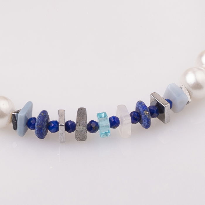 Bratara cu perle sintetice si placute pietre semipretioase diverse [2]