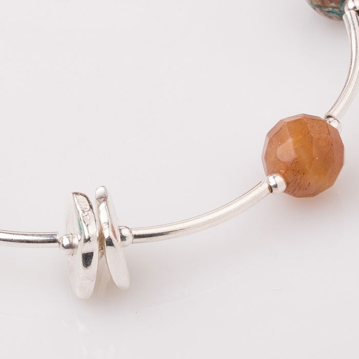 Bratara cu tuburi, amazonit si elemente din argint [2]