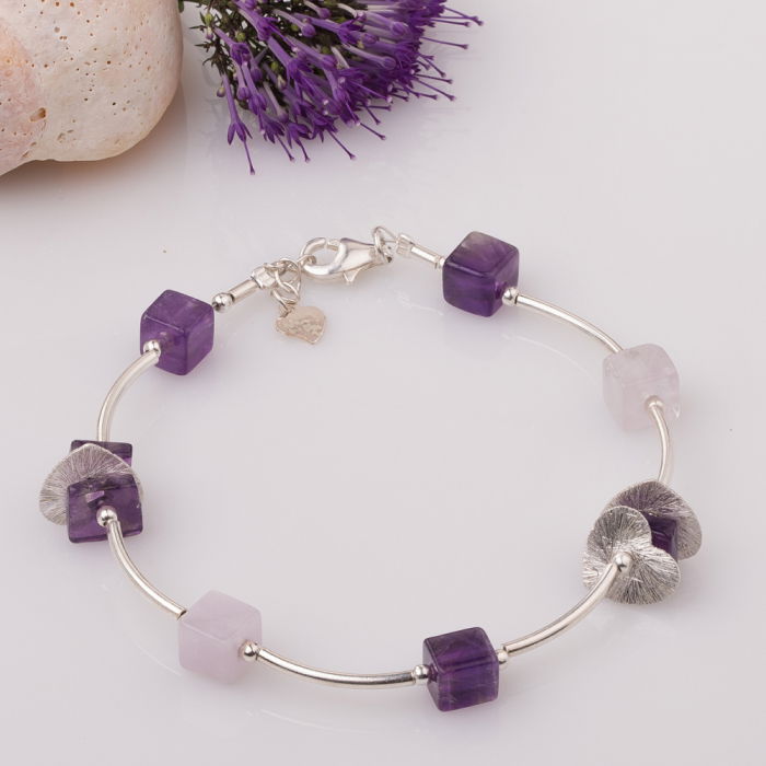 Bratara cu tuburi, inimi din argint si ametist [1]