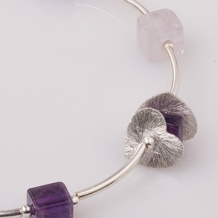 Bratara cu tuburi, inimi din argint si ametist [2]