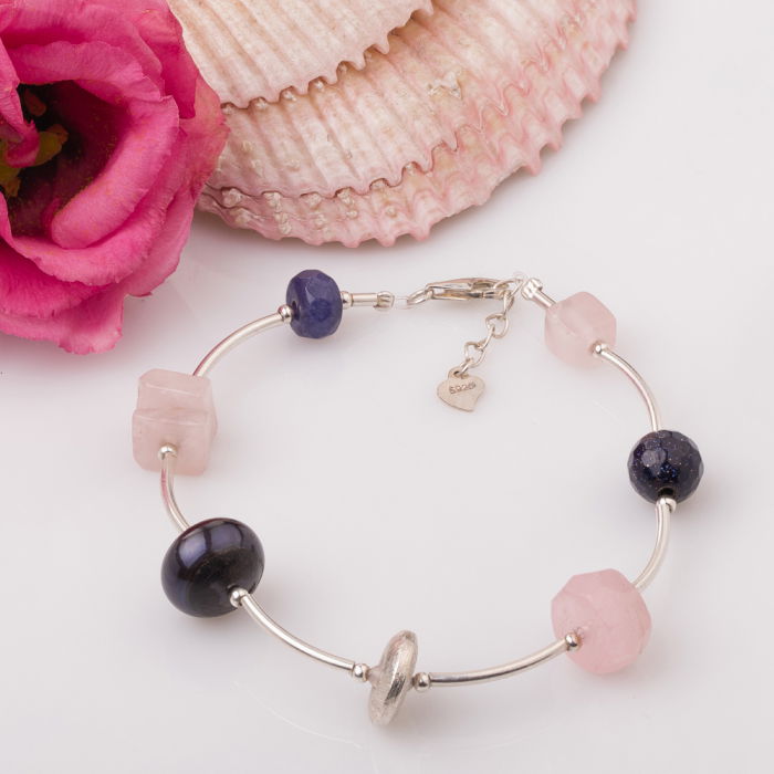 Bratara cu tuburi, morganit si element din argint [1]