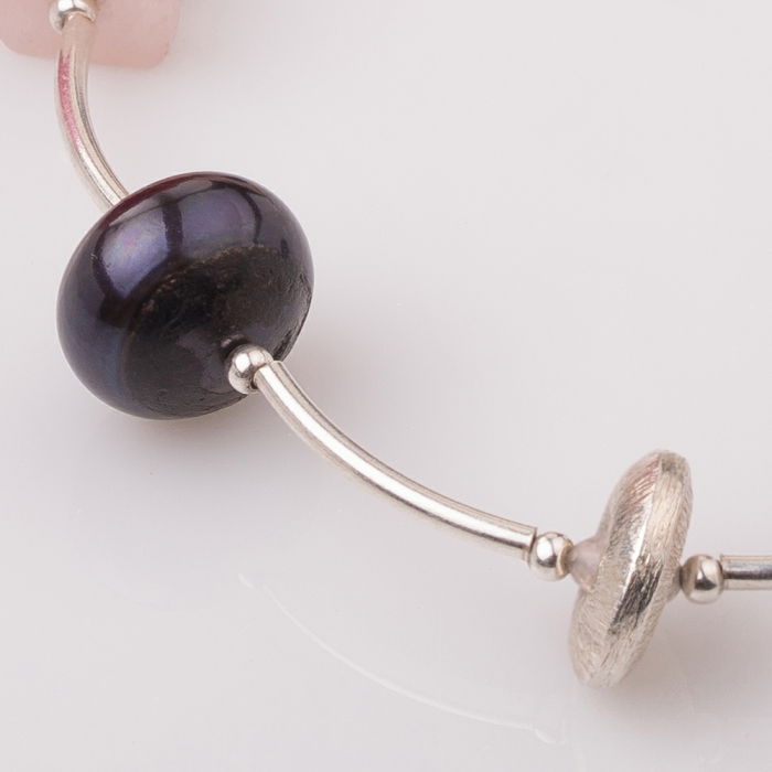 Bratara cu tuburi, morganit si element din argint [2]