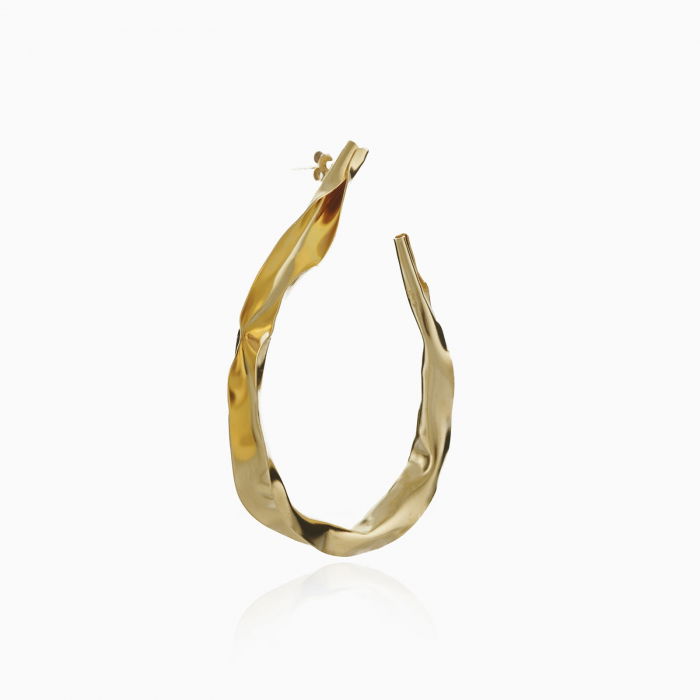 Cercei Moat cu forma circulara neregulata, din alama placata cu aur de 24k [3]