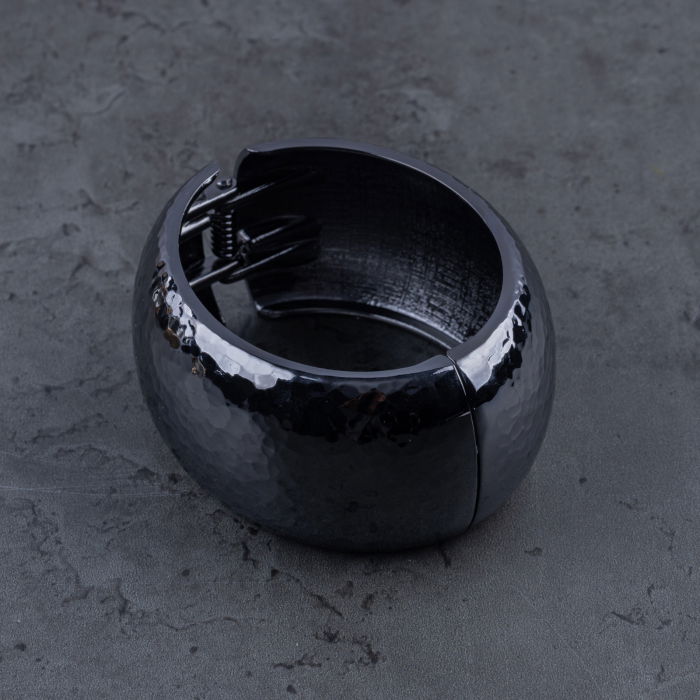 Bratara metalica argintiu inchis cu aspect lovitura de ciocan [2]