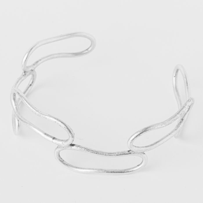 Bratara rigida din cupru argintat cu forme circulare alungite [2]