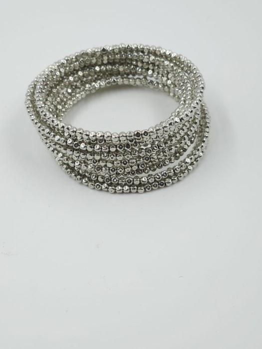 Bratara semirigida si elastica cu elemente mici argintii - design minimalist de efect [6]