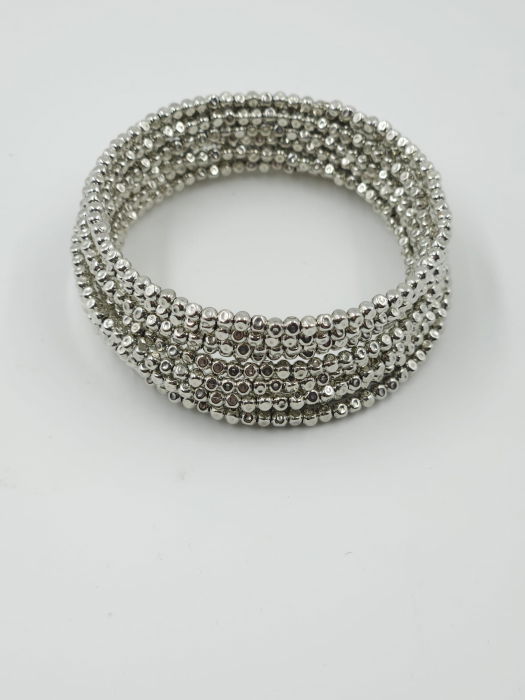 Bratara semirigida si elastica cu elemente mici argintii - design minimalist de efect [2]