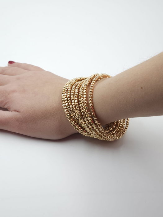 Bratara semirigida si elastica cu elemente mici aurii - design minimalist de efect [6]