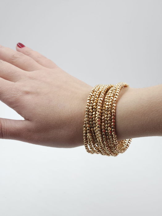 Bratara semirigida si elastica cu elemente mici aurii - design minimalist de efect [8]