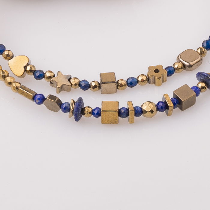 Bratara subtire din hematit auriu si lapis lazuli [3]