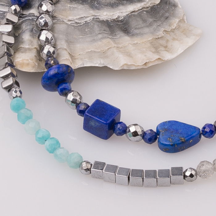 Bratara subtire din hematit cu lapis lazuli [2]