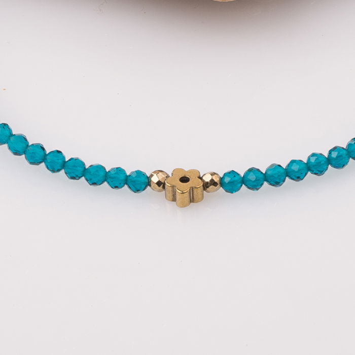 Bratara subtire turcoaz-auriu din cubic zirconia si hematit [2]