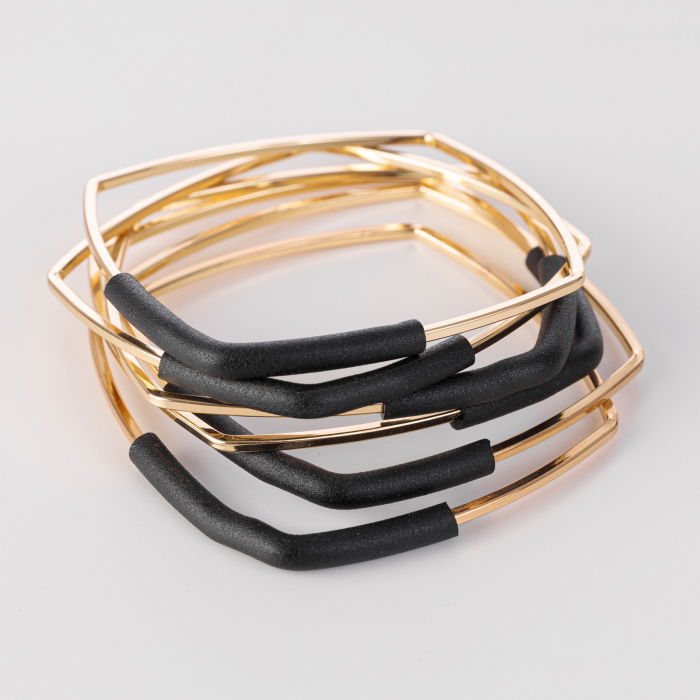 Bratari in set de 2 buc rectangulare metalice aurii [2]