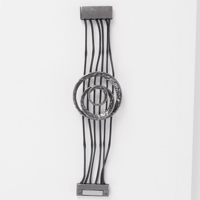 Bratara magnetica cu element mare rotund din metal argintiu antichizat [2]