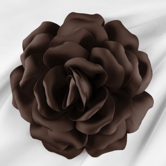 Brosa floare maro inchis cu diametru de 15 cm, cu clips pentru par